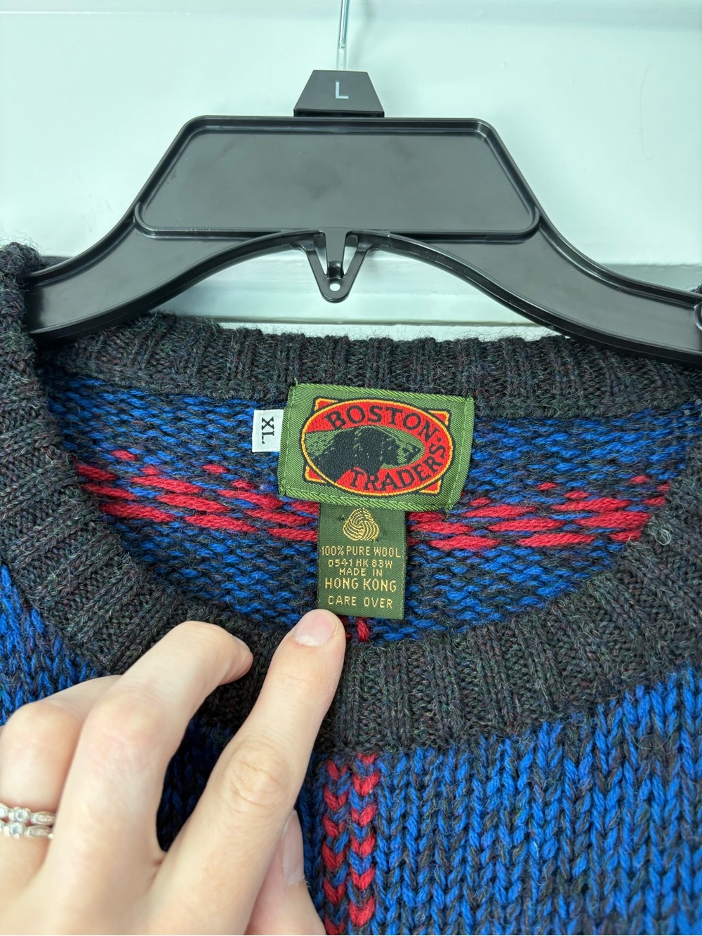 Vintage 90s Boston Traders Pure Wool Tartan Plaid Sweater XL Grandpa Cabincore - Picture 2 of 4